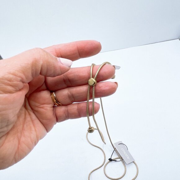 NWT Chicos Gold-Tone Convertible Necklace With Crystal Beaded Accents Adjustable - Picture 6 of 8